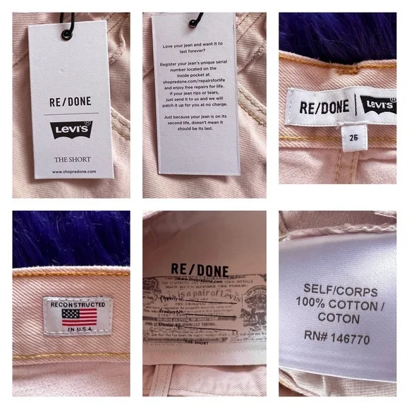 New! Rare Re/Done & Levi’s 70s Vintage High Rise Frayed Hem Shorts - Picture 6 of 7